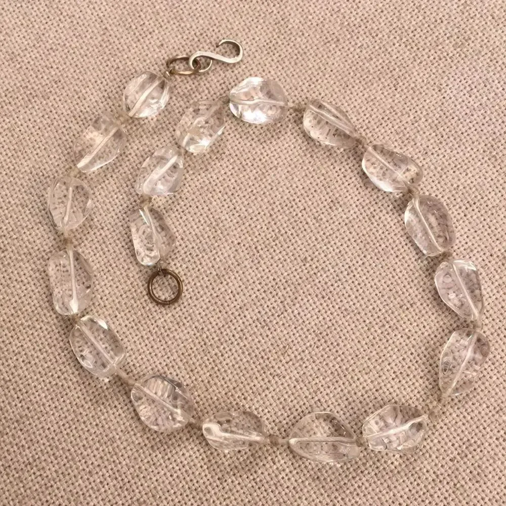 Polished Clear Quartz Gem Rock Necklace 17.75”